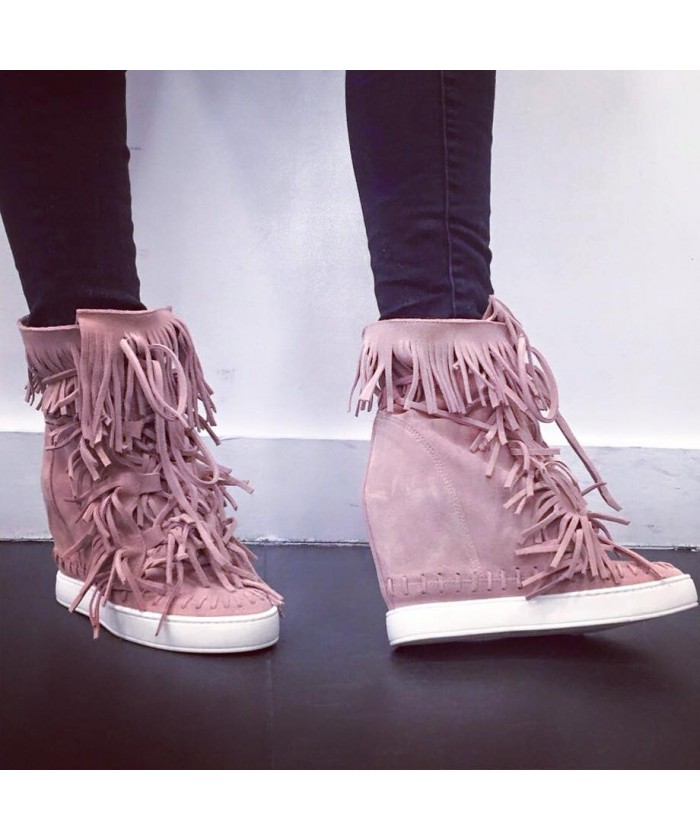 Chaussures à Franges En Daim Beige - Taille UK 6 (femmes), Talons Mi-hauteur, Occasion