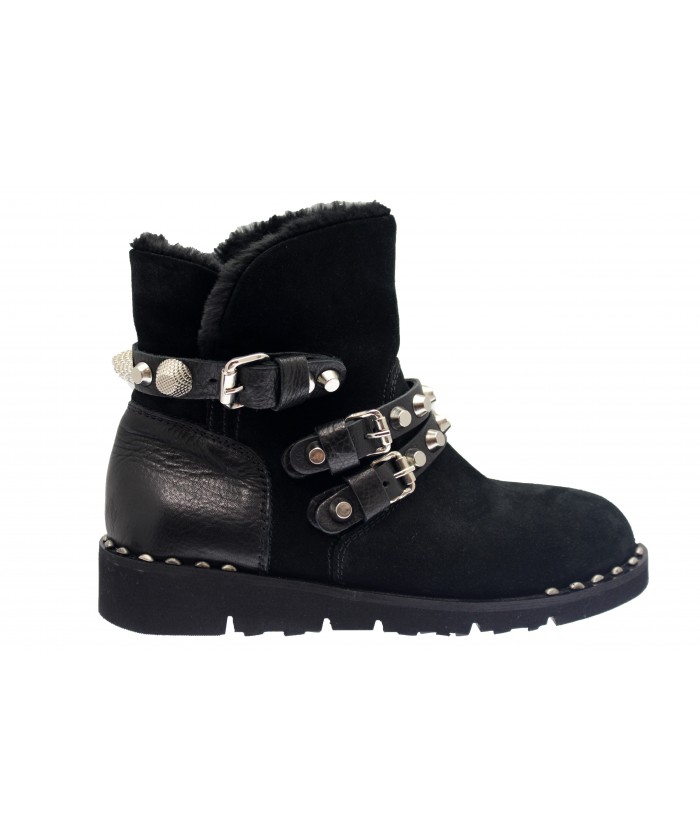 Bottine Slay: Daim Noir Cloutée 