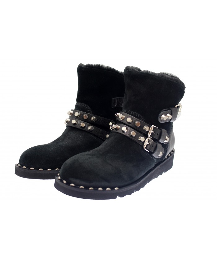Bottine Slay: Daim Noir Cloutée 