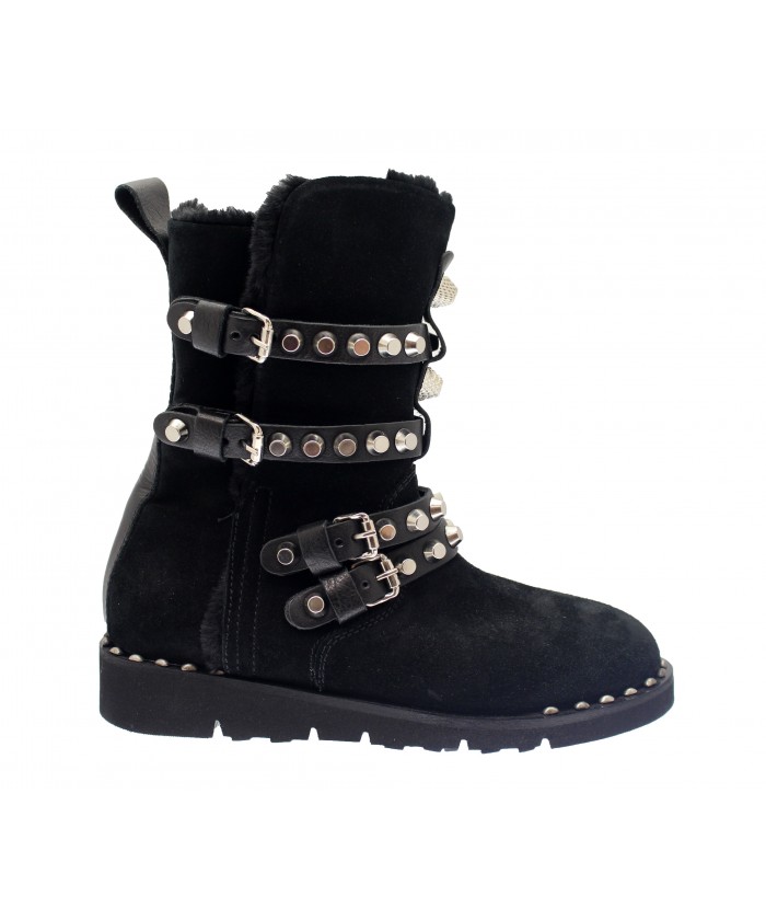 Botte Slaya: Daim Noir Cloutée 