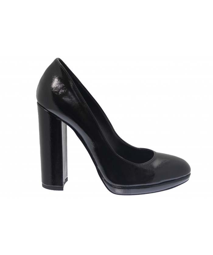 Escarpin Anne Daim Noir a Talon Carre
