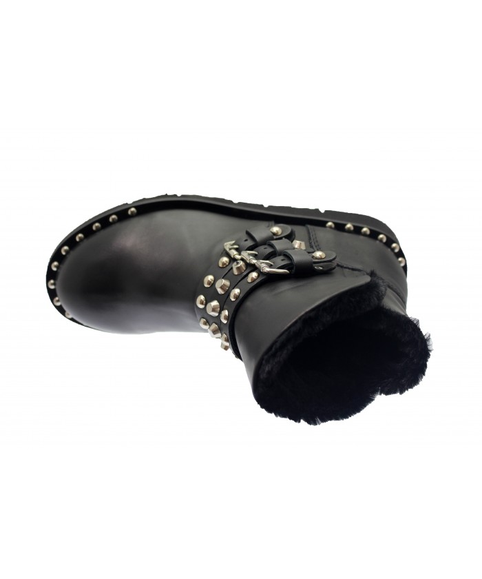 Bottine Sley : Cuir Noir Clouté
