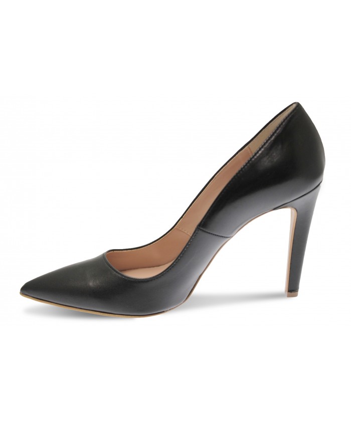 Escarpin Lucinda: Cuir Noir à talon