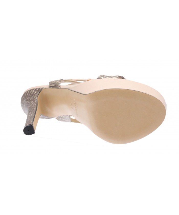 Sandale Anais: Cuir Nude & python rose laminé