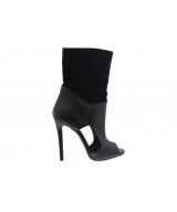 Bottine Tribal: Cuir & Daim Noir à talon aiguille