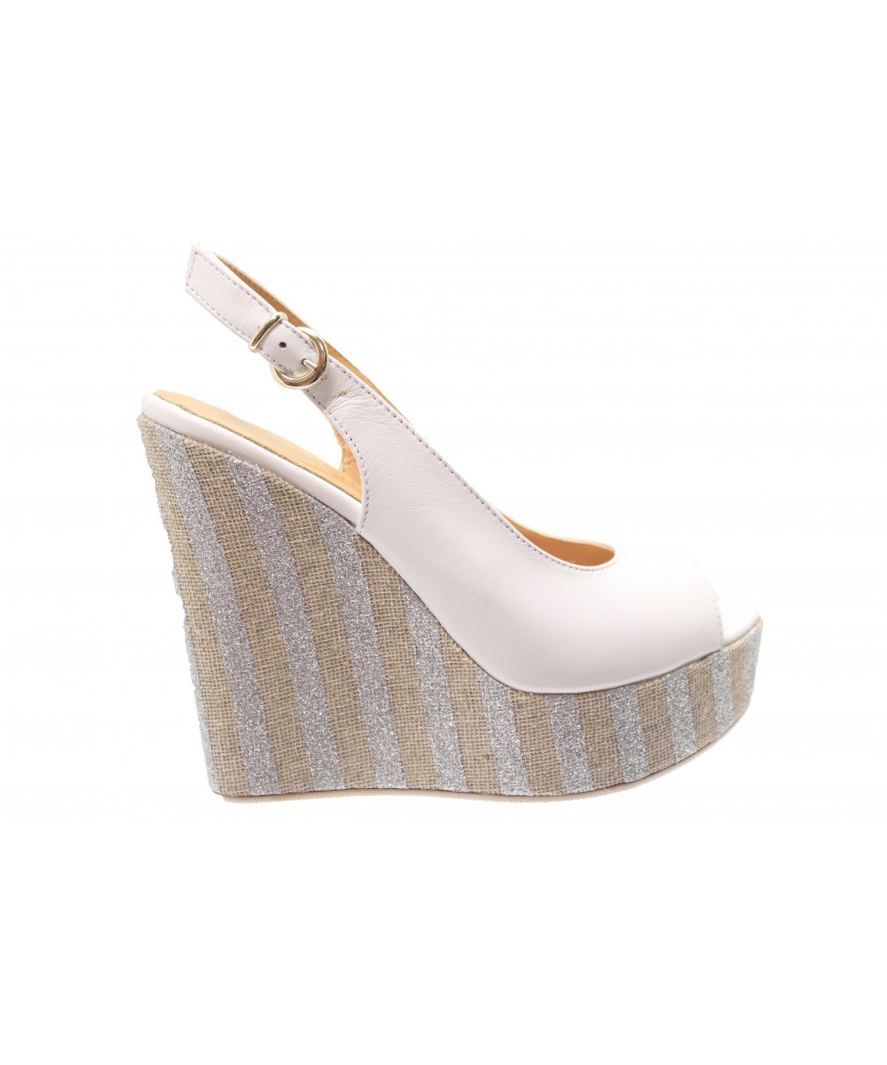 chaussure a talon compensé blanche