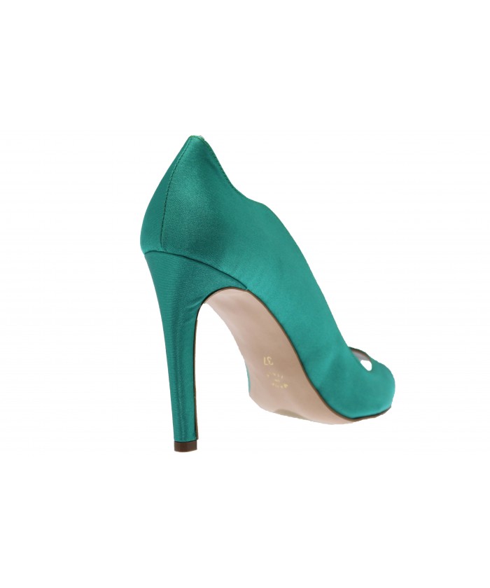 Escarpin Scarlette: Satin Vert à Talon