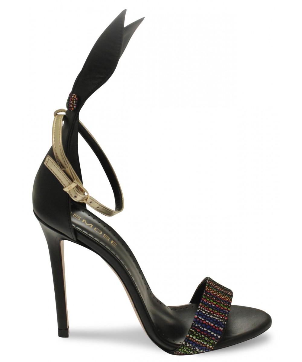 Haut vol signé OSMOSE COUTURE Paris 2018 sandale cuir noir à talon