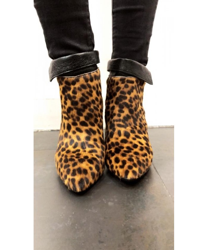 Bottines leopard poulain on sale