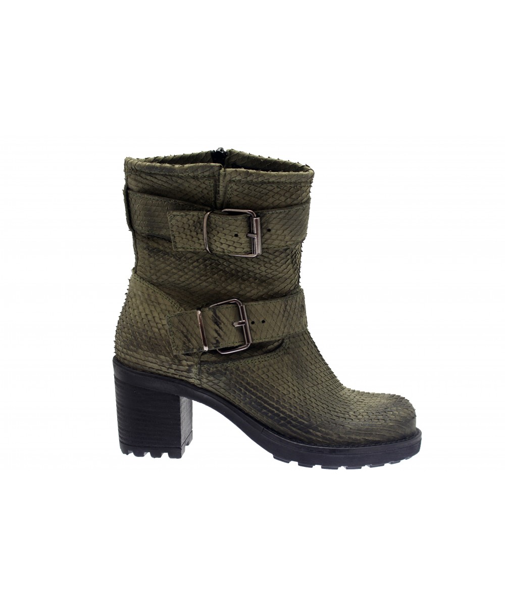 Soyez modern rockchic en OSMOSE shoes Paris bikers python militaire