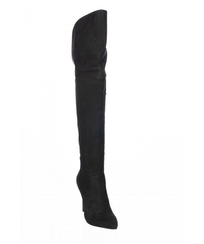 Cuissarde daim noir talon on sale