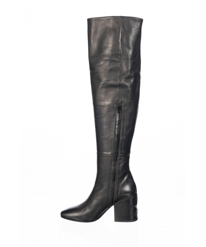 cuissarde cuir talon carré