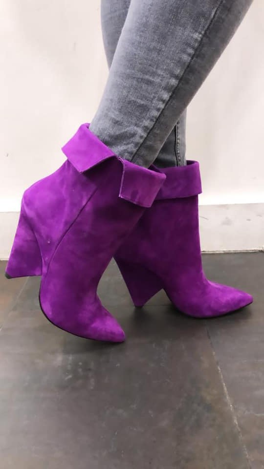 bottines violettes daim