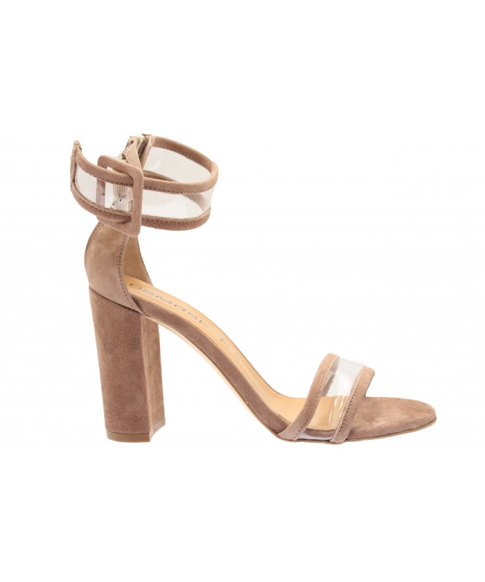 sandale talon rose poudré