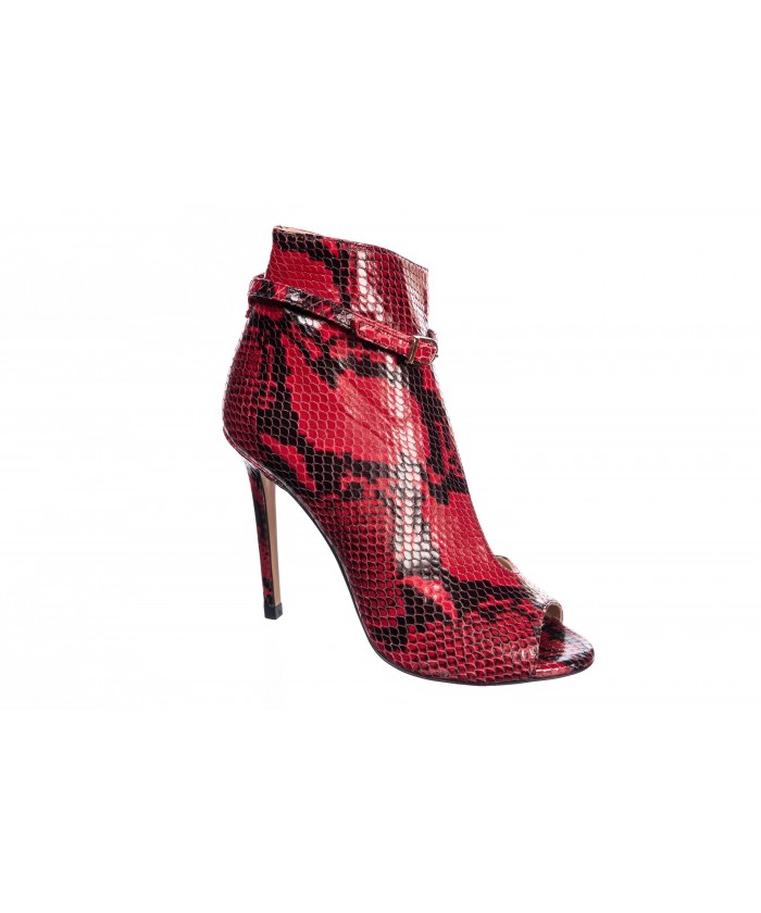 Bottine philomène : Cuir Python rouge