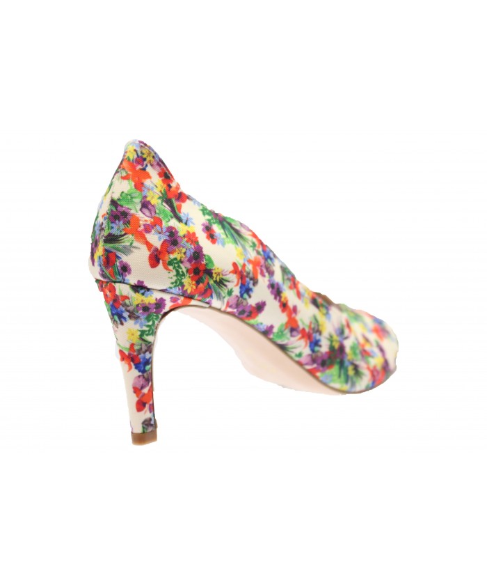 Escarpin Rime: Tissus florale multicouleur àpetit  Talon