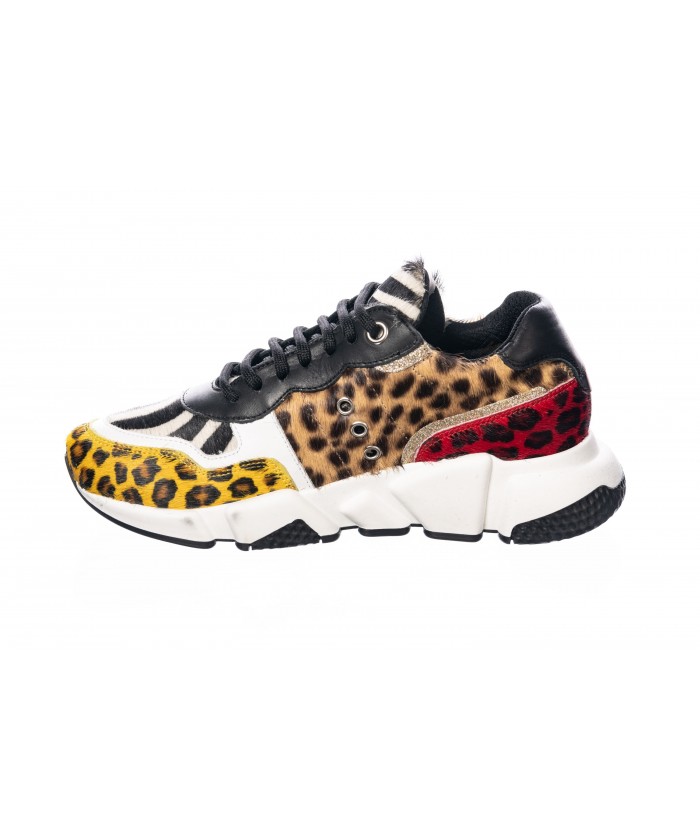 Basket Diana: Poulain Leopard & Zebre Multicolor à semelle gomme