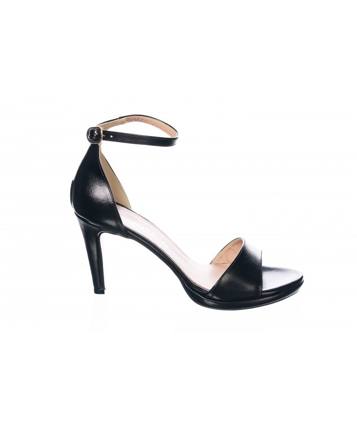 Sandale : Laminé Noire à Bride & Talon