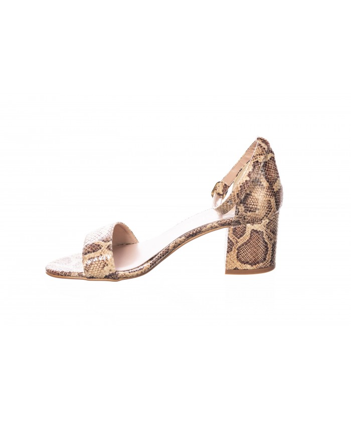 Sandale : Python Camel & Petit Talon Carré