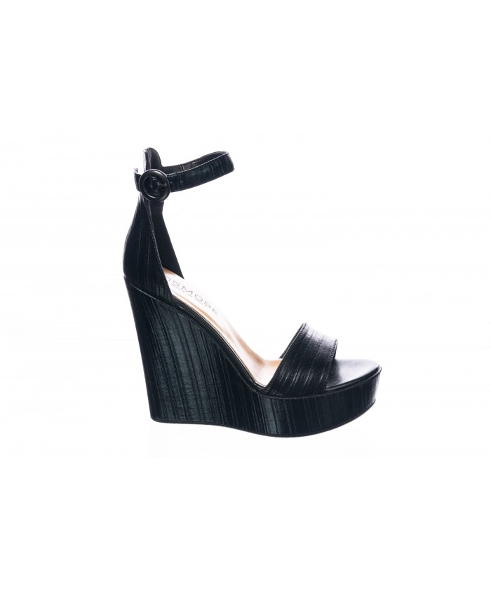 Plissé SinaïCuir Sandale Talon Noir À k0XnwN8OPZ