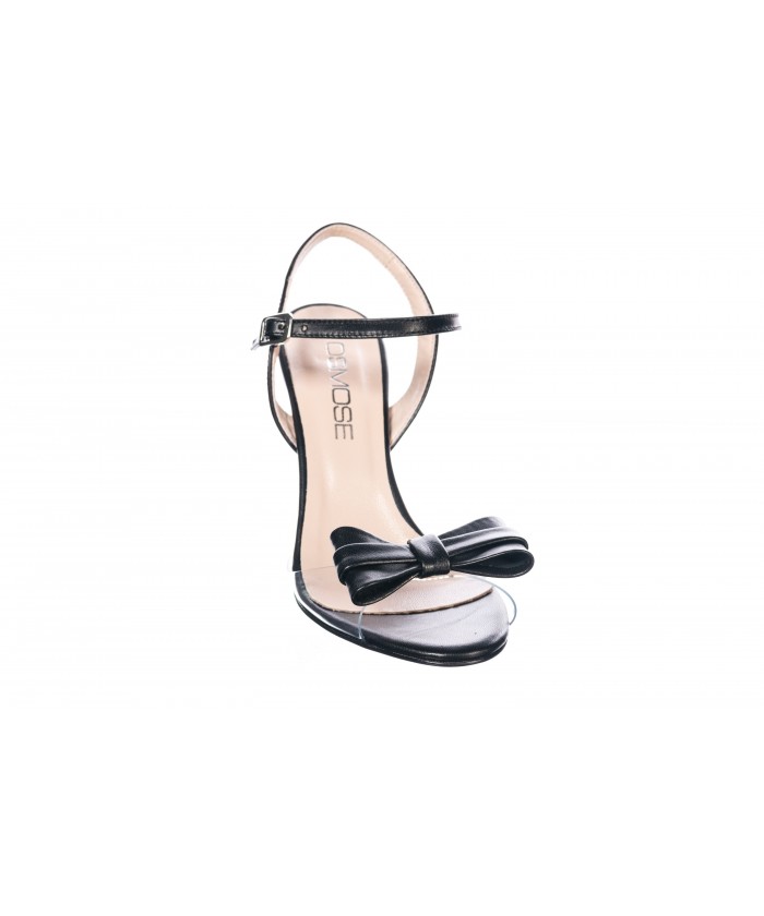 Sandale Anais Cuir Noir Plexi Noeud