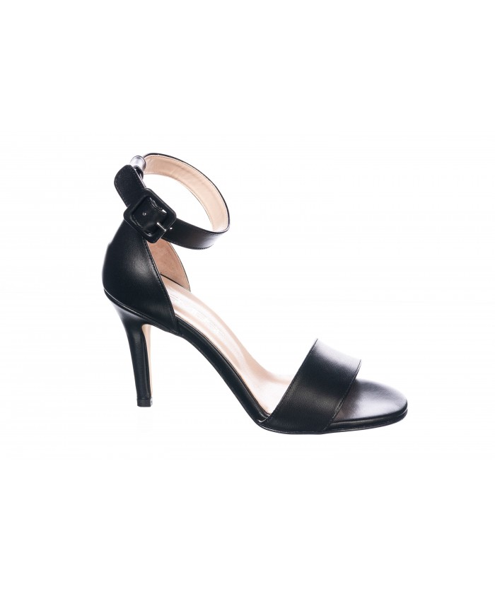 Sandale : Cuir Noir à Brides & Talon Fin