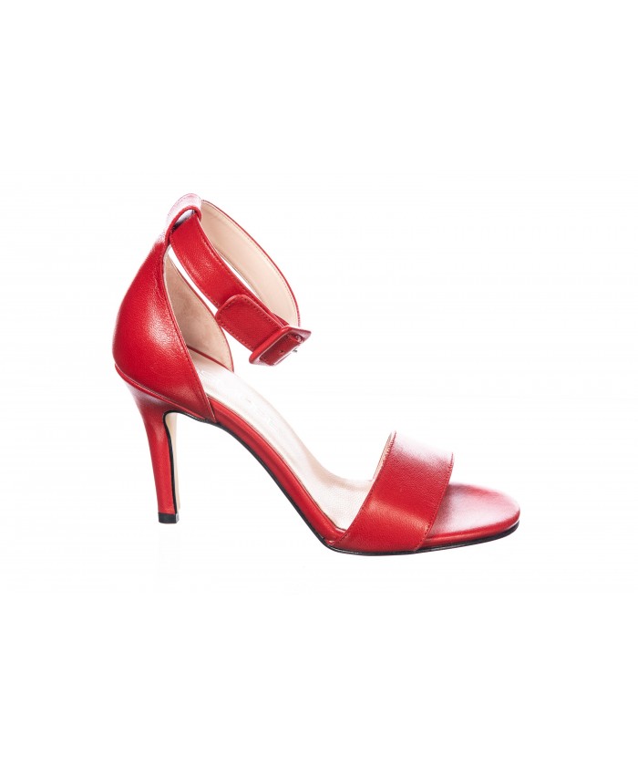 Sandale : Cuir Rouge  à Brides & Talon Fin