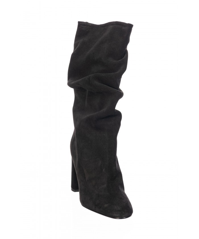 Bottes Plissé Daim Noir