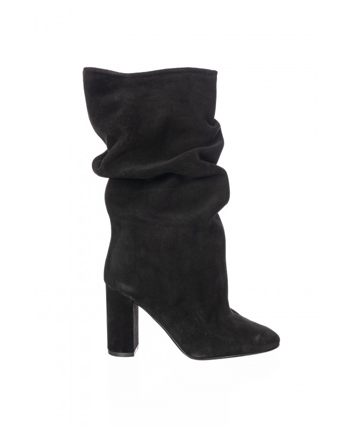 Bottes Plissé Daim Noir