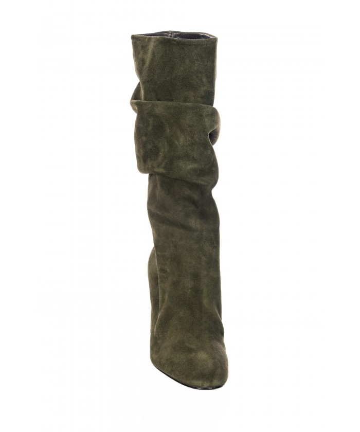 Bottines daim sales kaki femme