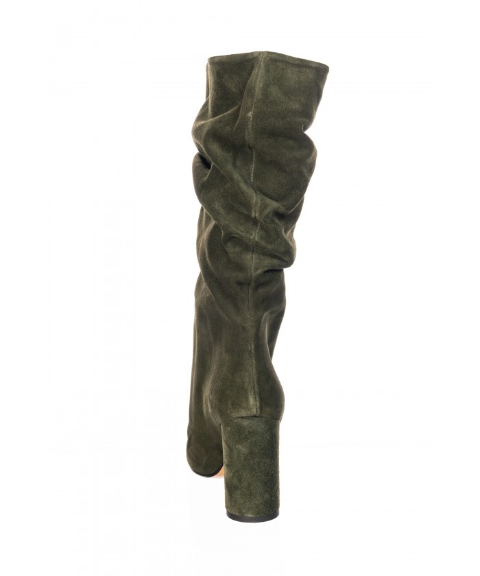Bottes Plissé Daim Kaki