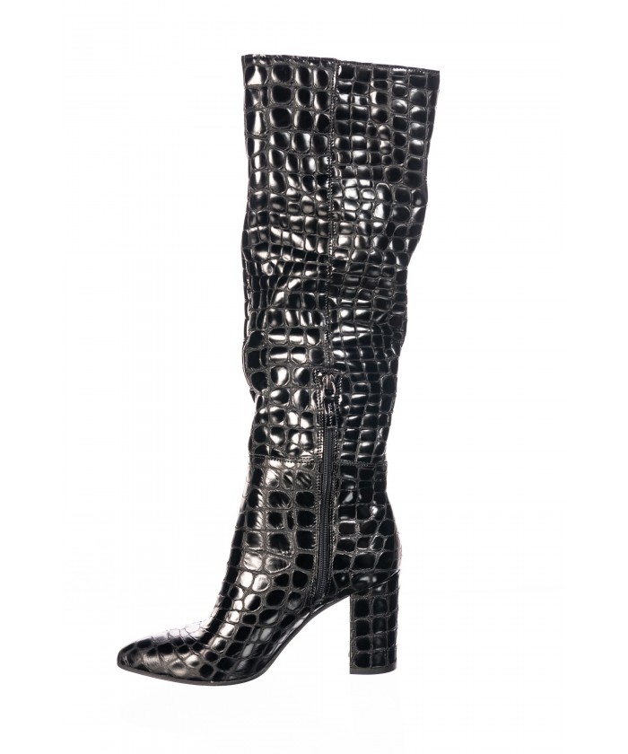 Botte  : Cuir  Croco Noir