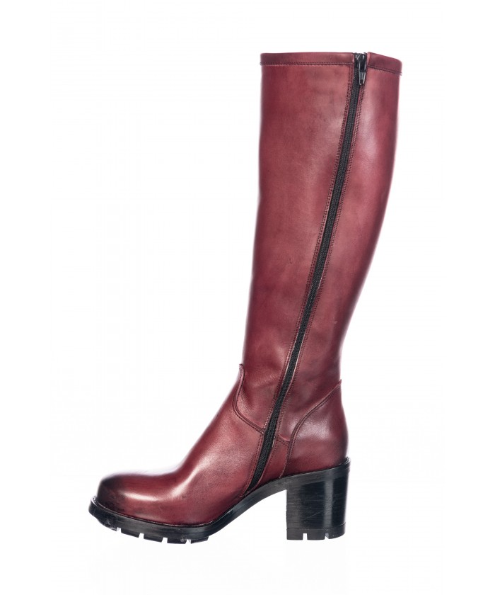 Bottes Motarde Cuir Vigne