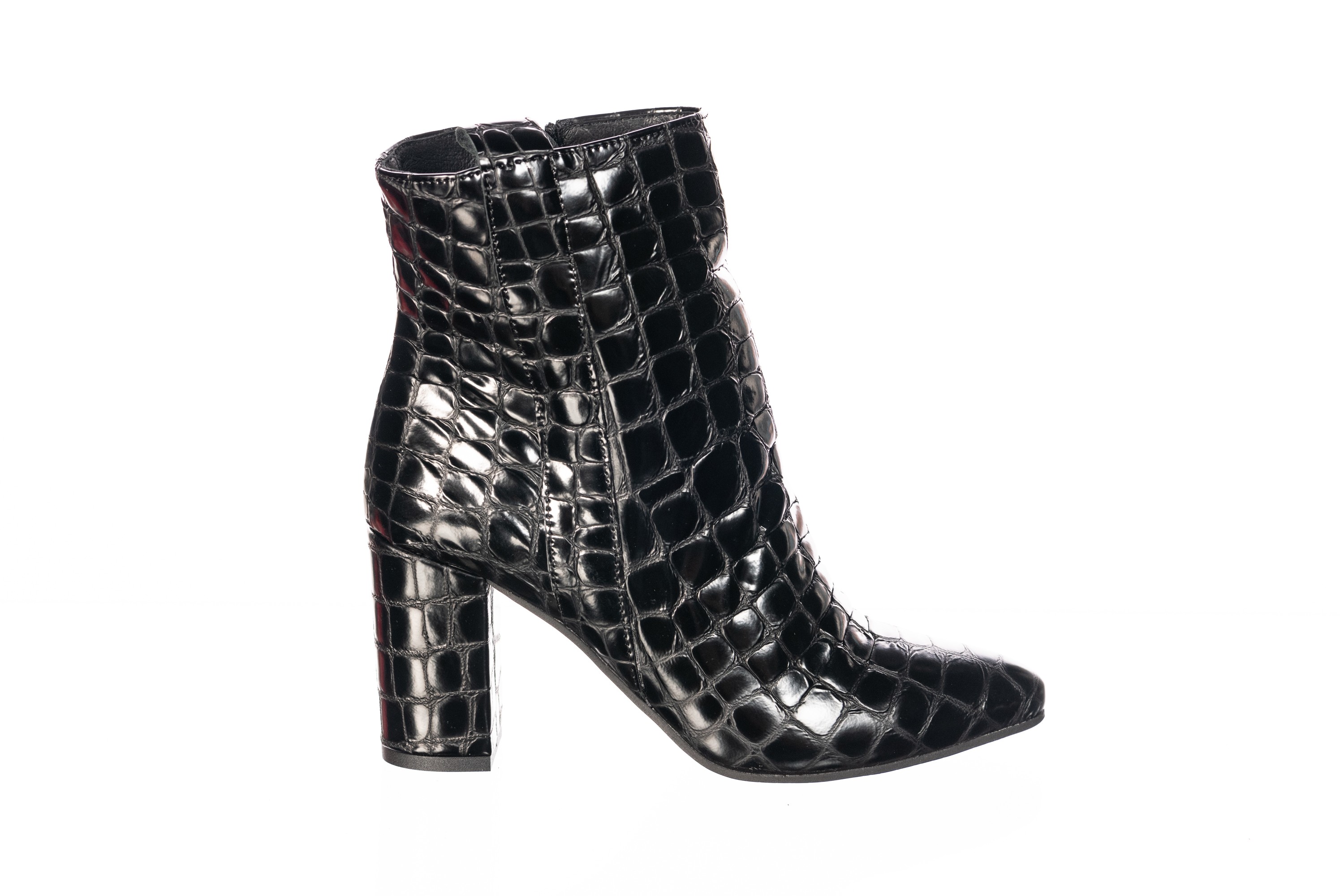 bottines a talon vernis noir