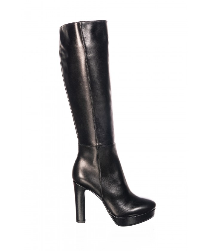 Botte à DebbyCuir Talon Lisse Noir Haut EH9DI2W