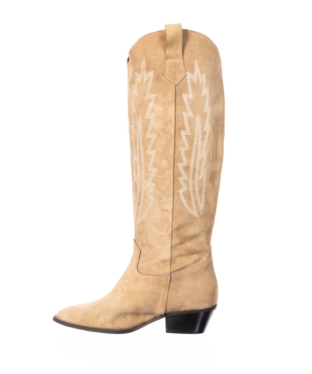 BOTTE SANTIAG BEIGE - Bottes Femme