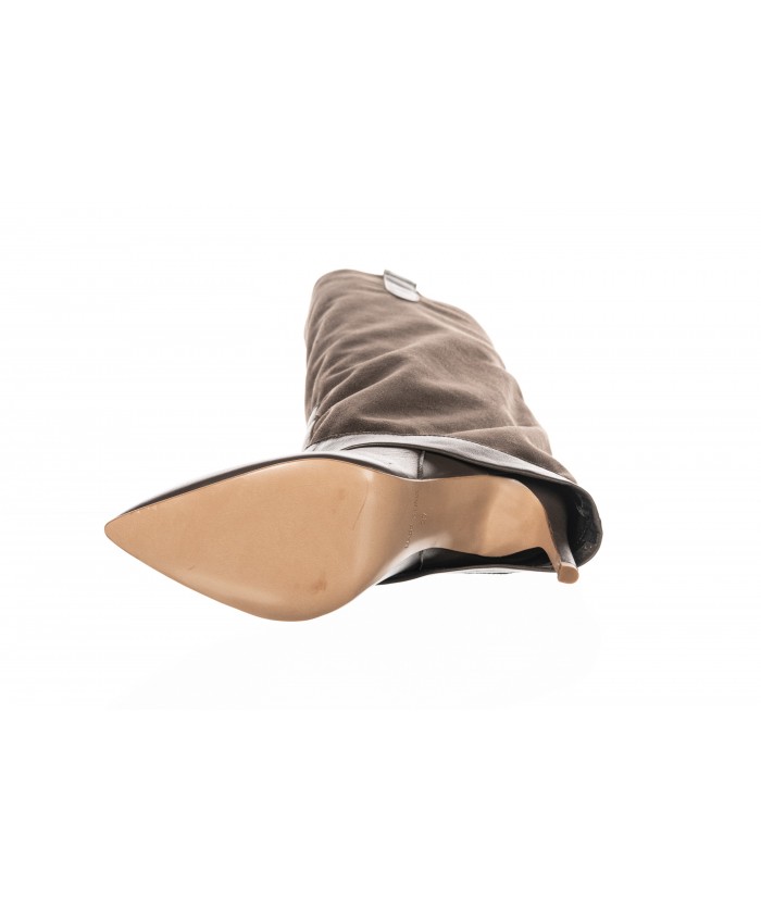 Botte Bibiche : Cuir & Daim Taupe