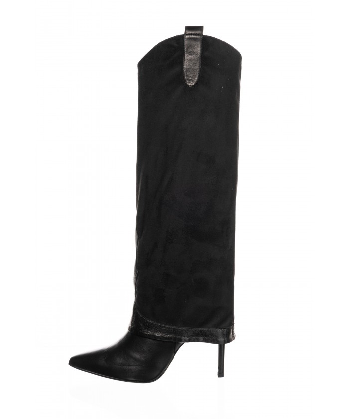 Botte Bibiche : Cuir & Daim Noir