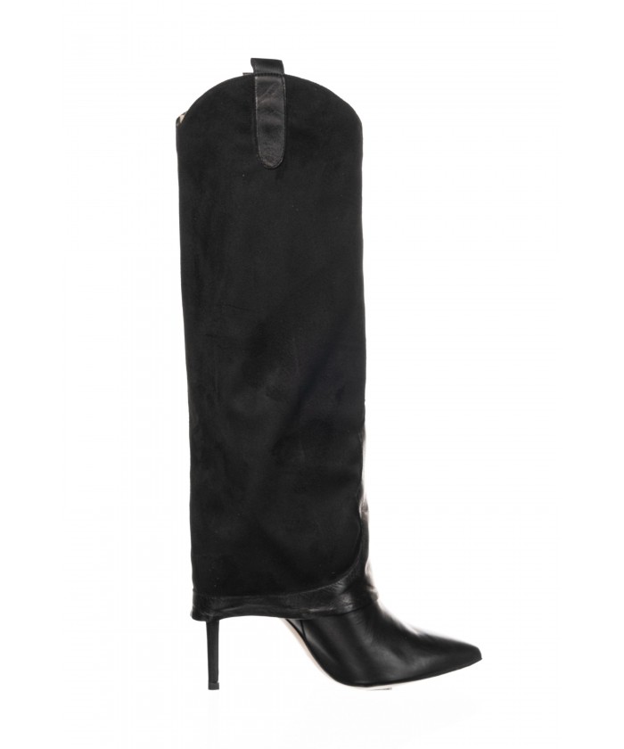 Botte Bibiche : Cuir & Daim Noir