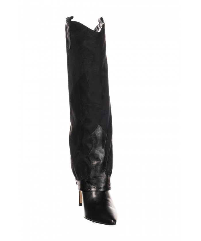 Botte Bibiche : Cuir & Daim Noir