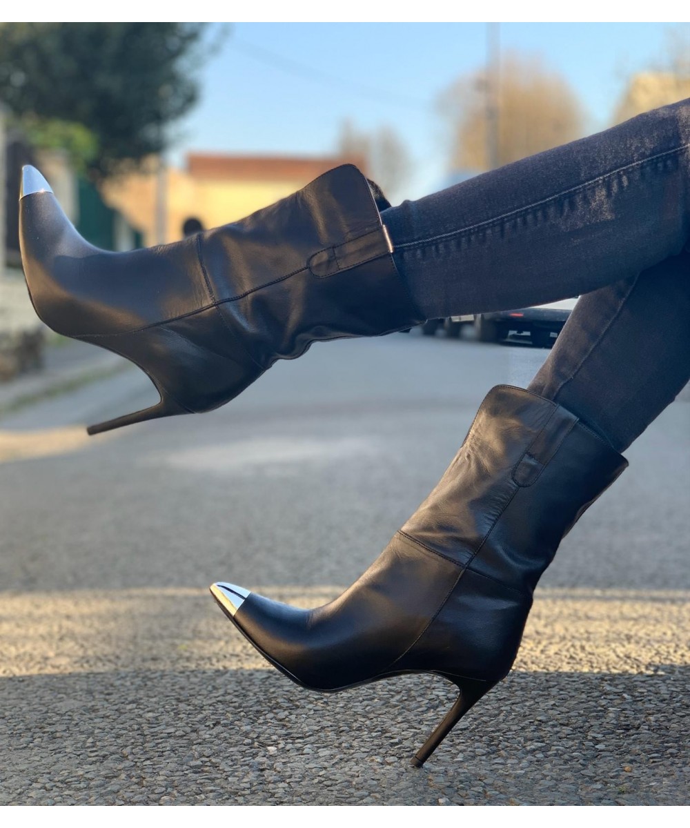 Bottines talon top metallique