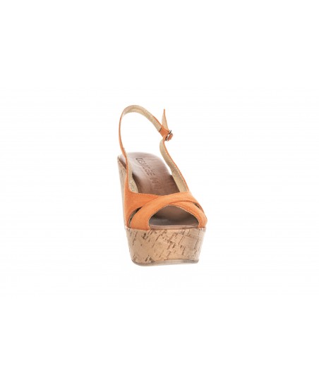 Sandale Compensée Femme Noire Et Orange - Taille UK 3 (portée Une Fois), Talon Haut