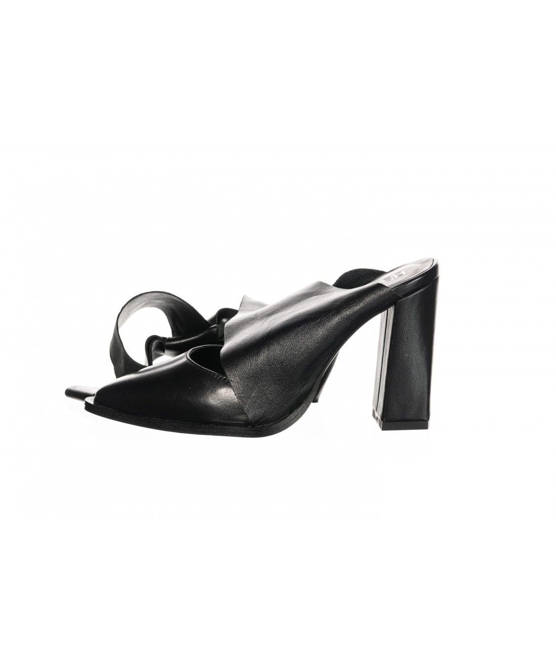 Mule bride cheville OSMOSE confectionn e en Italie cuir lisse noir