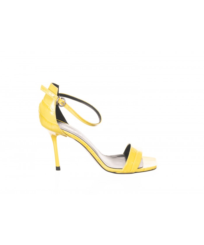 Sandale ouverte Cuir Croco  Jaune à Bride