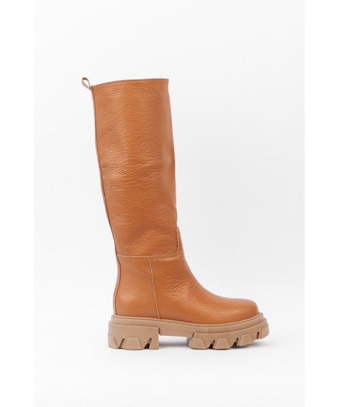 BOTTE BIKER CUIR CAMEL