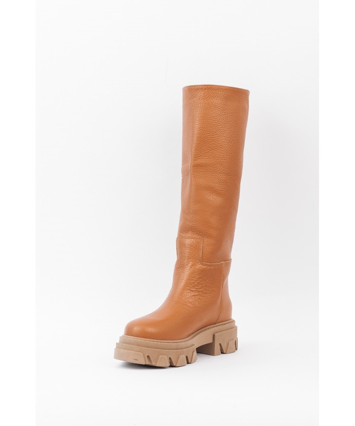 BOTTE BIKER CUIR CAMEL