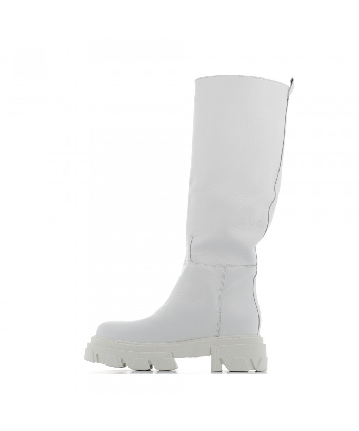 BOTTE BIKER CUIR BLANC