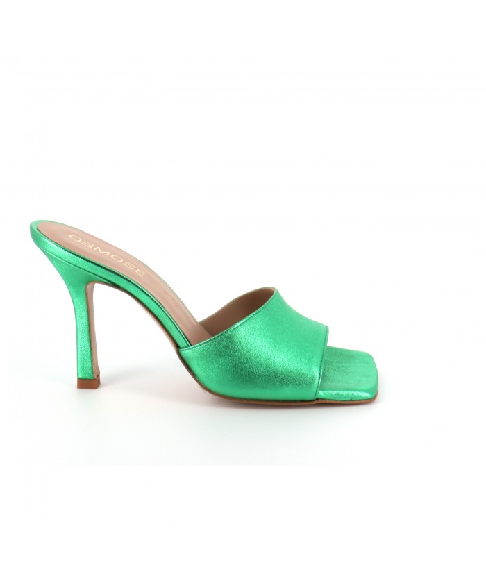 INAS MULE CUIR LAMINE VERT