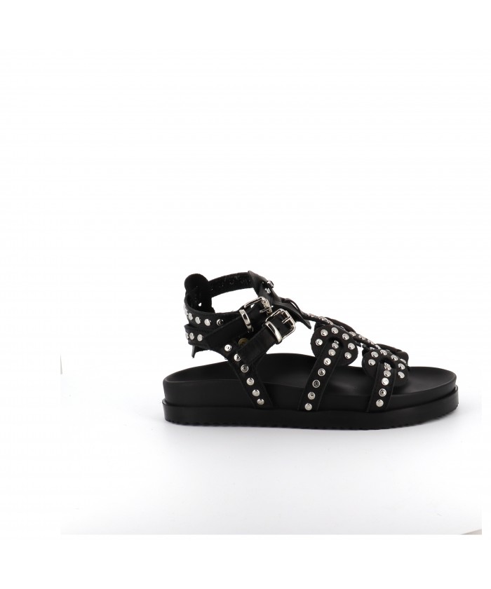 SANDALE CLEA CUIR NOIR CLOUTEE