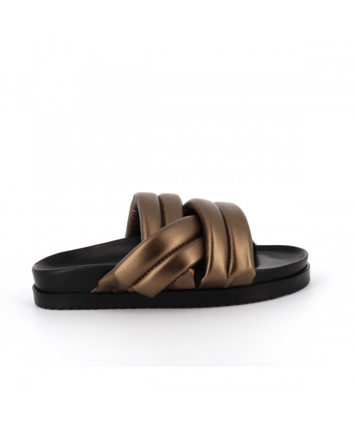 BIBI SANDALE PLATE CUIR BRONZE